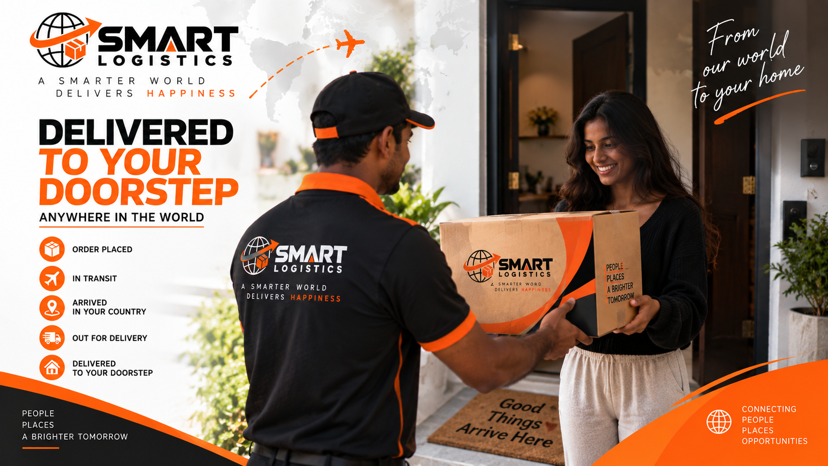Courier handing parcel